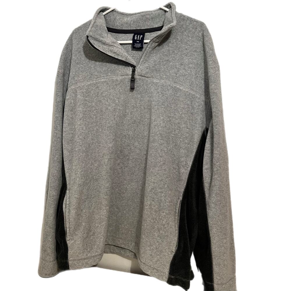GAP Grey and Charcoal Soft Fleece Quarter Zippered Pullover Men's Size XXL